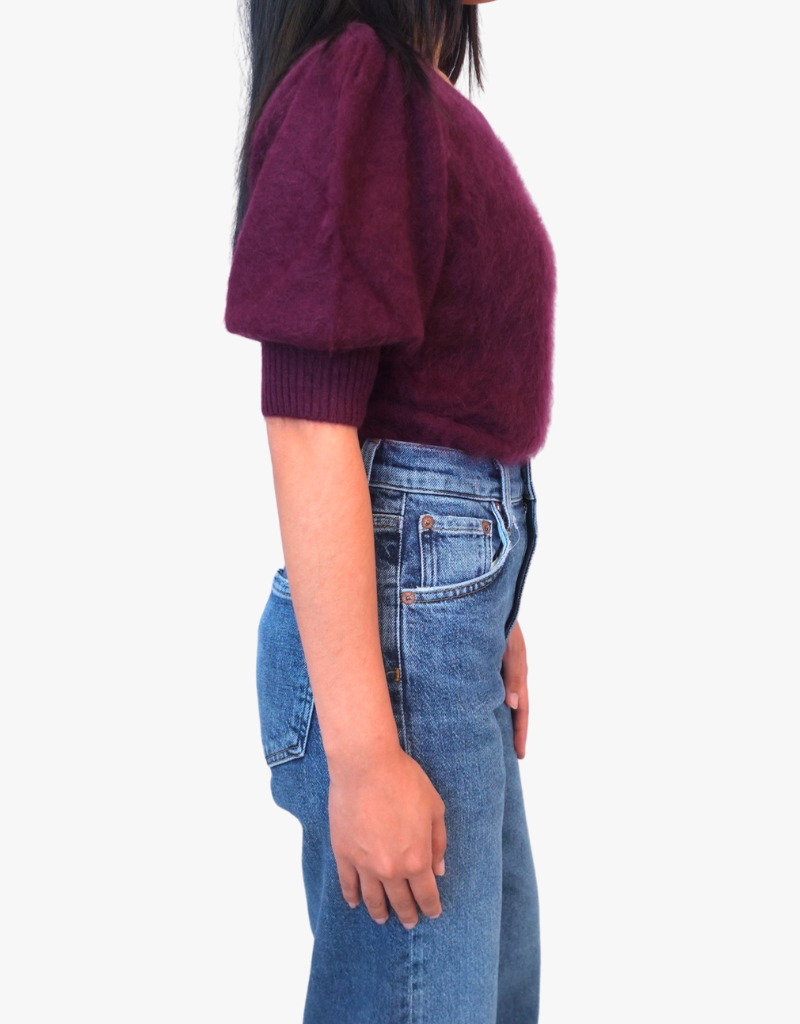 Estheme Evelyn Puff Short Sleeve Sweater in Soja Sauce