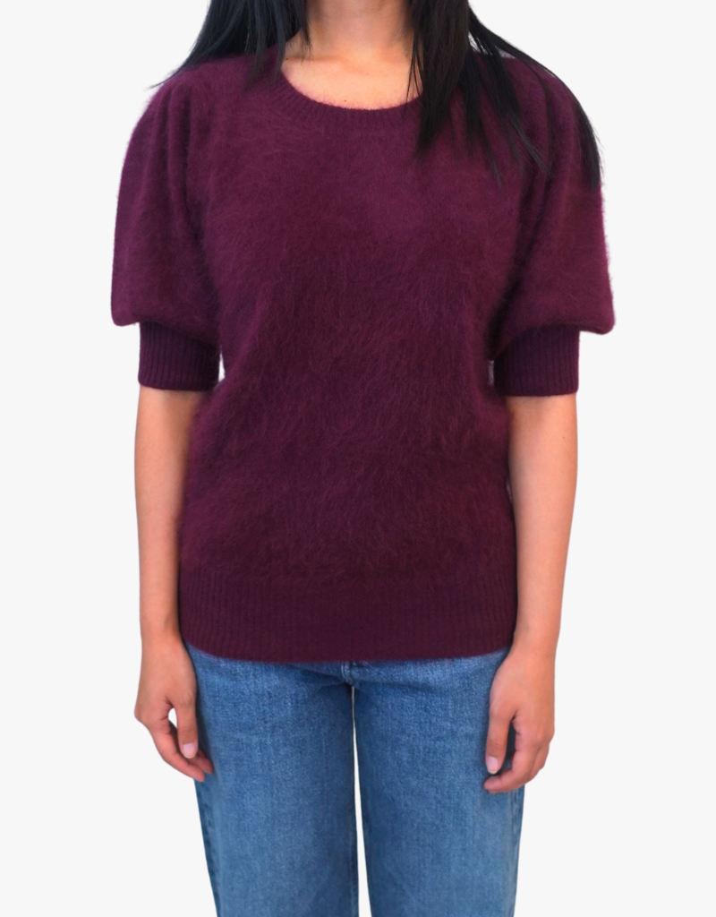 Estheme Evelyn Puff Short Sleeve Sweater in Soja Sauce