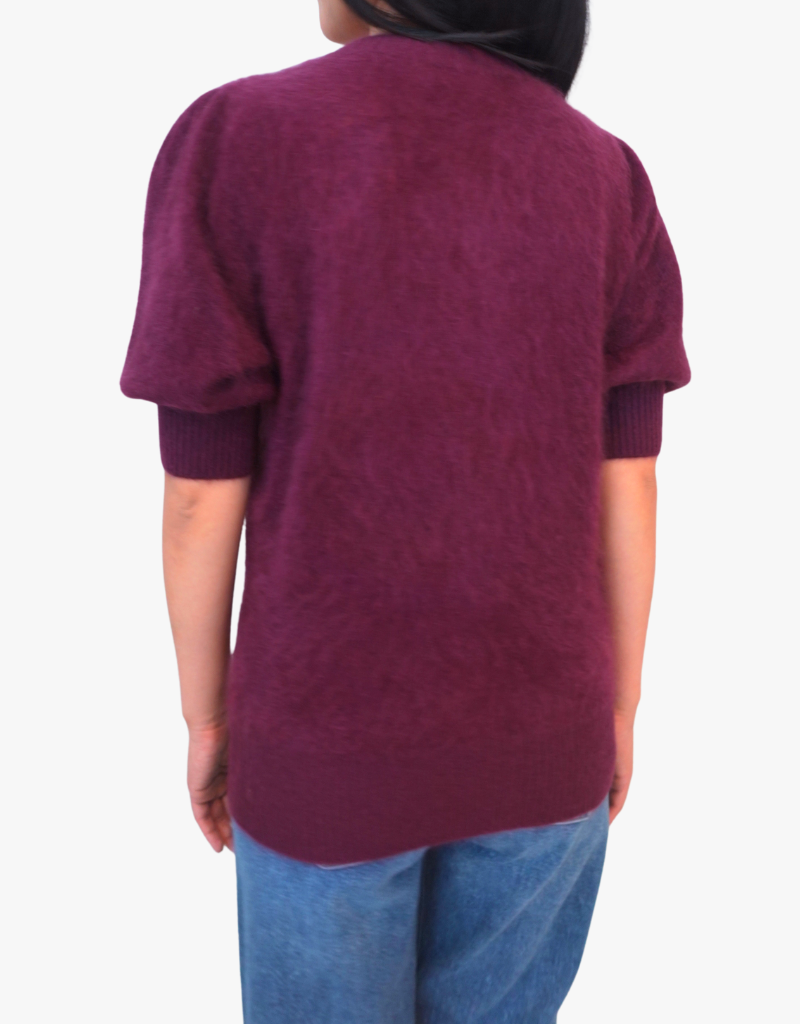 Estheme Evelyn Puff Short Sleeve Sweater in Soja Sauce