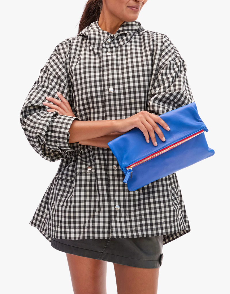 Clare V. Foldover Clutch with Tabs - L'ete Nappa in Electric Blue