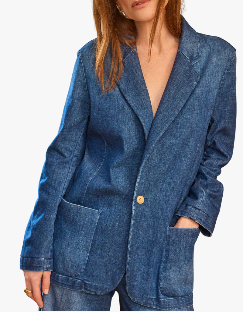 Frank & Eileen Bond Oversized Blazer in 1984 Washed Blue
