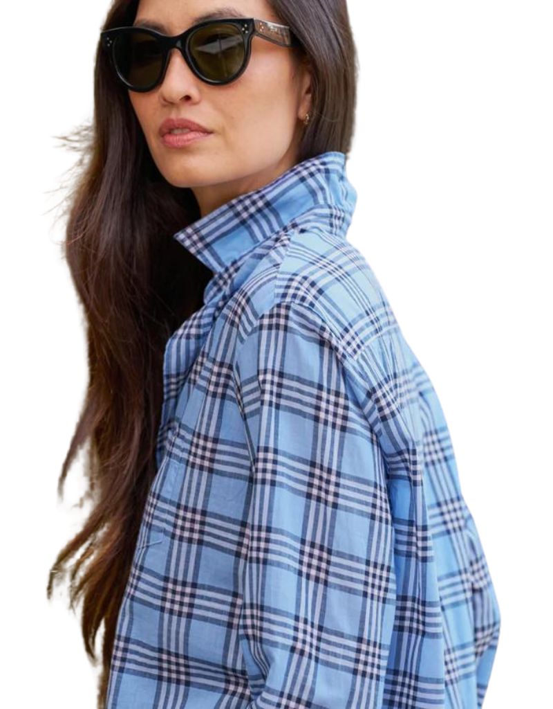 Frank & Eileen "Eileen" Relaxed Button Up Shirt in Blue & Navy Plaid (Casual Cotton)