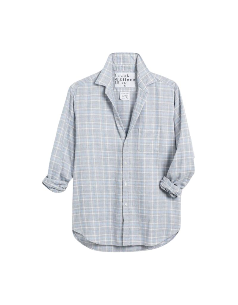 Frank & Eileen Relaxed Button-Up Shirt in Melange Gray & Blue Plaid
