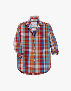 Frank & Eileen "Eileen" Relaxed Button Up Shirt in Primary Color Plaid (Italian Cotton Poplin)