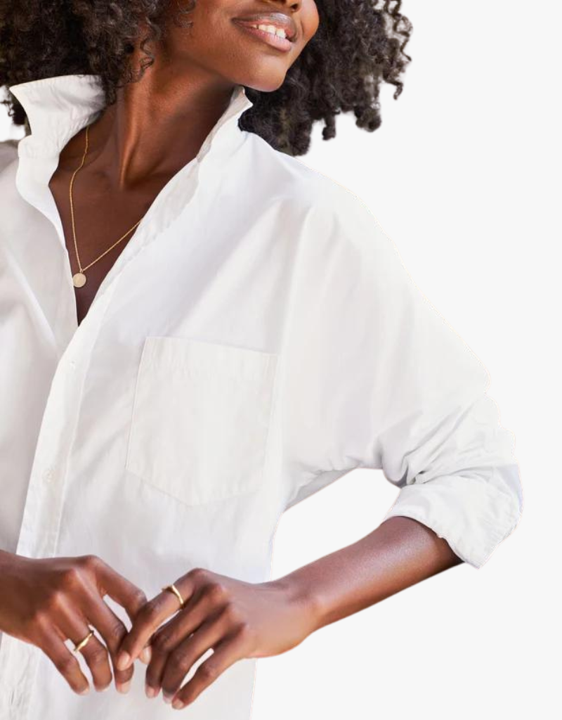 Frank & Eileen Oona Continuous Button Up Shirt in White (Italian Superluxe Poplin)