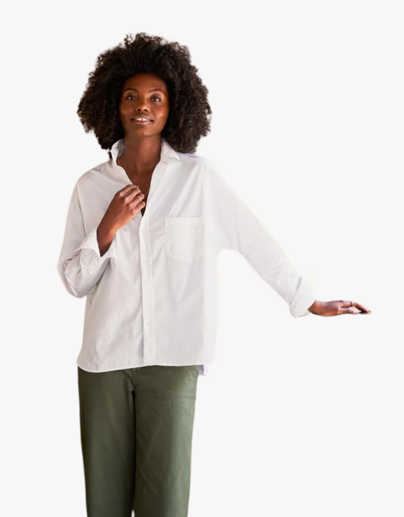 Frank & Eileen Oona Continuous Button Up Shirt in White (Italian Superluxe Poplin)