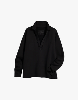 Frank & Eileen Patrick Popover Henley in Black (Heritage Jersey)