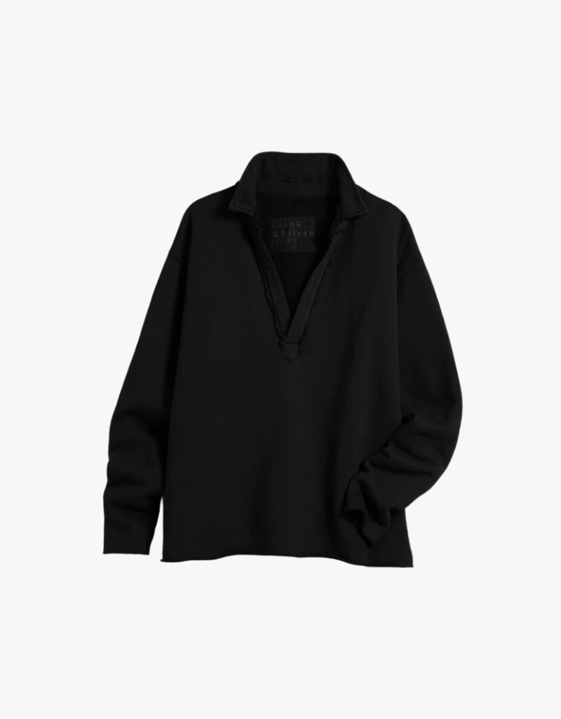 Frank & Eileen Patrick Popover Henley in Black (Heritage Jersey)