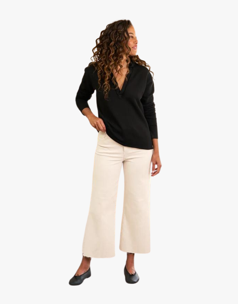 Frank & Eileen Patrick Popover Henley in Black (Heritage Jersey)