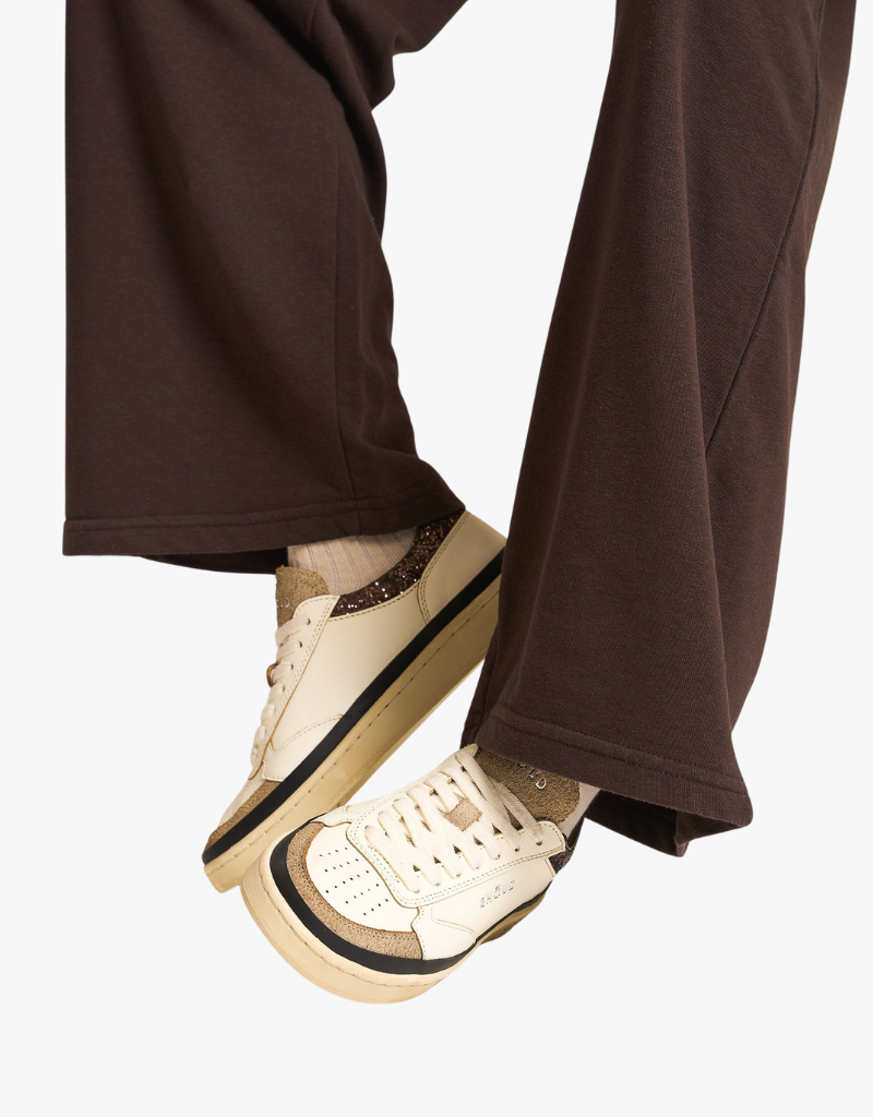 Ghoud Pads Brushed Low Leather in Glitter in Sue Marsh & Brown