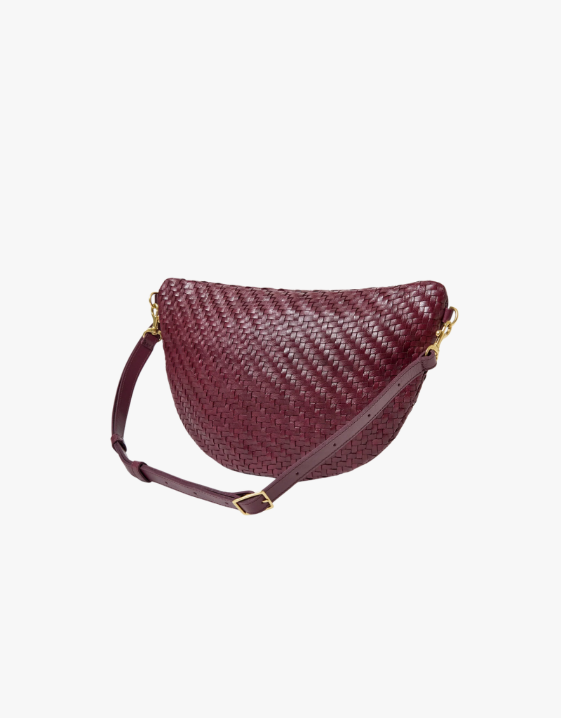 Clare V. Grande Fanny in Cassis Woven Zig Zag