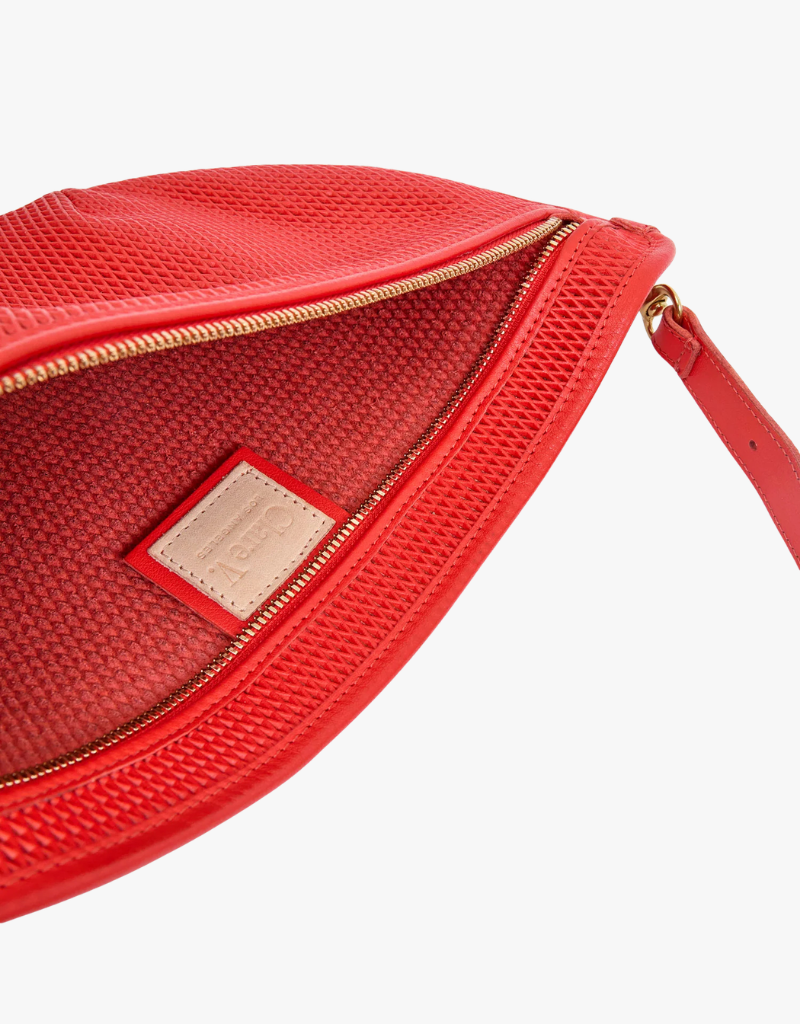 Clare V. Grande Fanny - Diamond Perf in Bright Poppy