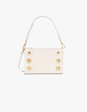 Hammit Montana Clutch Small in Calla Lily White Raffia & Brushed Gold