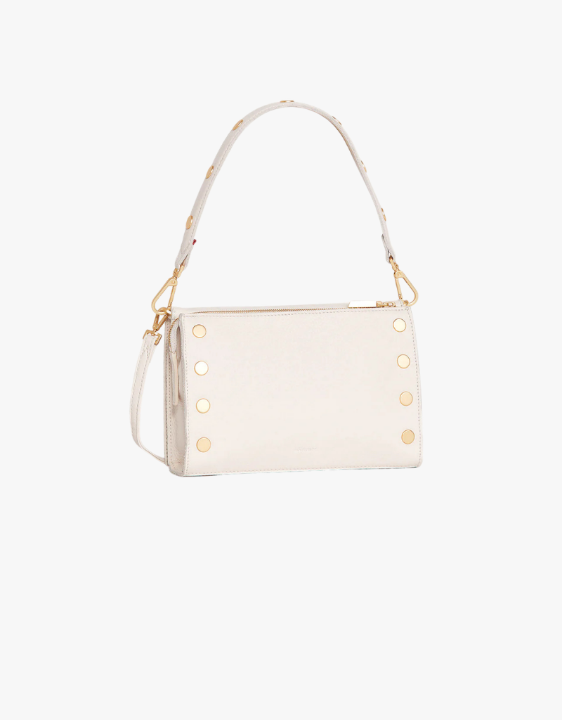 Hammit Montana Clutch Small in Calla Lily White Raffia & Brushed Gold