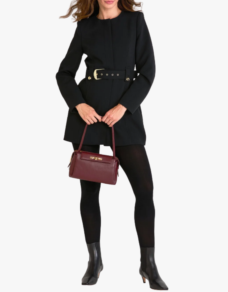 Hammitt Charlotte Flap Medium in Cherrywood Pebble & Brushed Gold