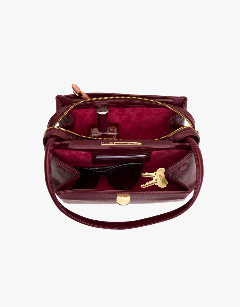 Hammitt Charlotte Flap Medium in Cherrywood Pebble & Brushed Gold