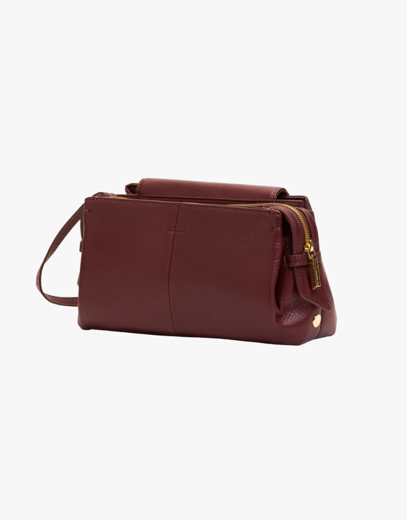 Hammitt Charlotte Flap Medium in Cherrywood Pebble & Brushed Gold