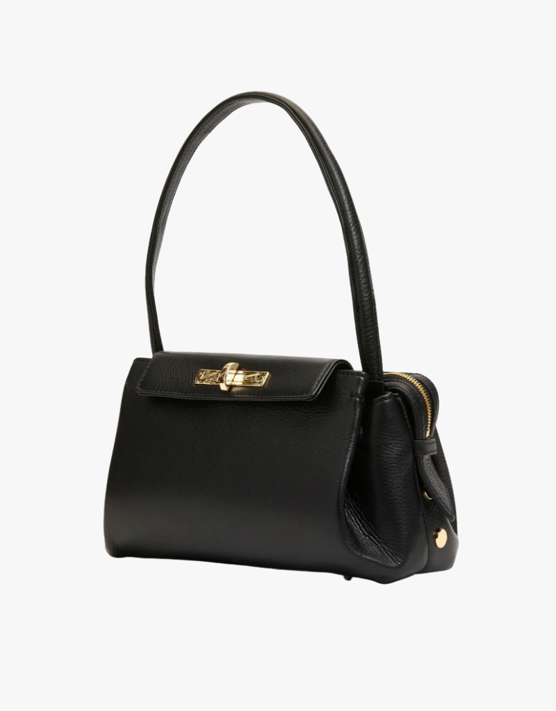 Hammitt Charlotte Flap Medium in Black & Brushed Gold