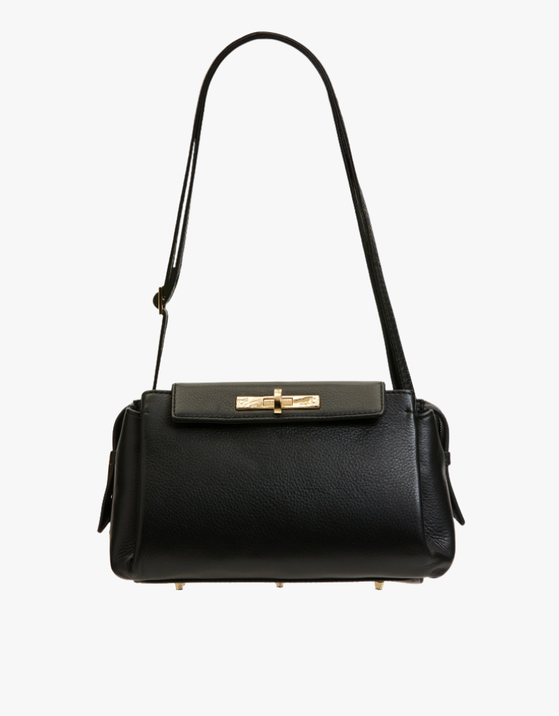 Hammitt Charlotte Flap Medium in Black & Brushed Gold