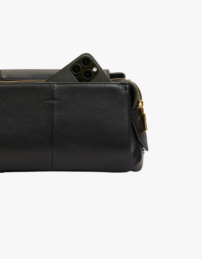 Hammitt Charlotte Flap Medium in Black & Brushed Gold