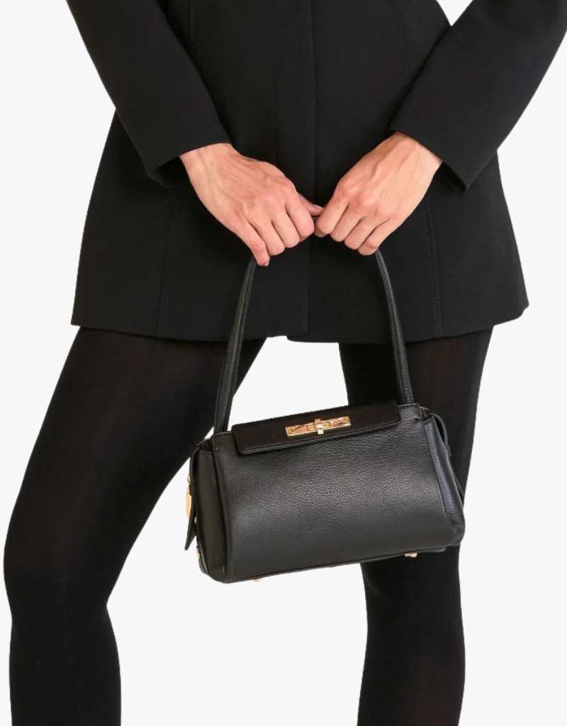 Hammitt Charlotte Flap Medium in Black & Brushed Gold