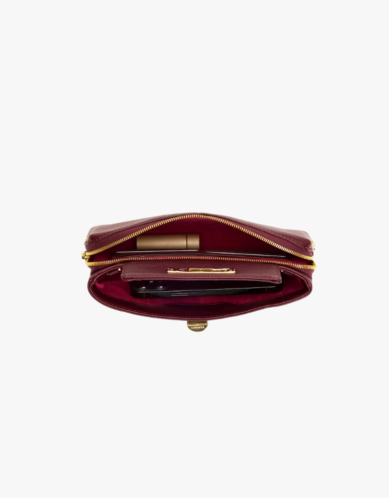 Hammitt Charlotte Flap Small in Cherrywood Pebble & Brushed Gold