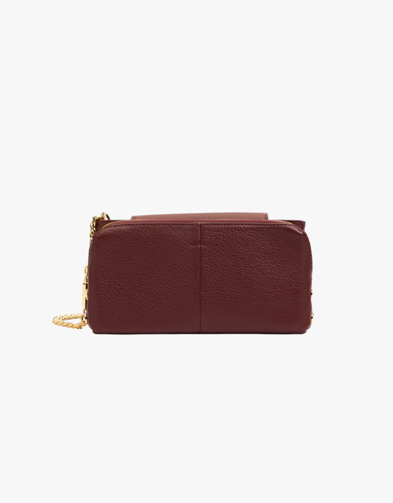 Hammitt Charlotte Flap Small in Cherrywood Pebble & Brushed Gold