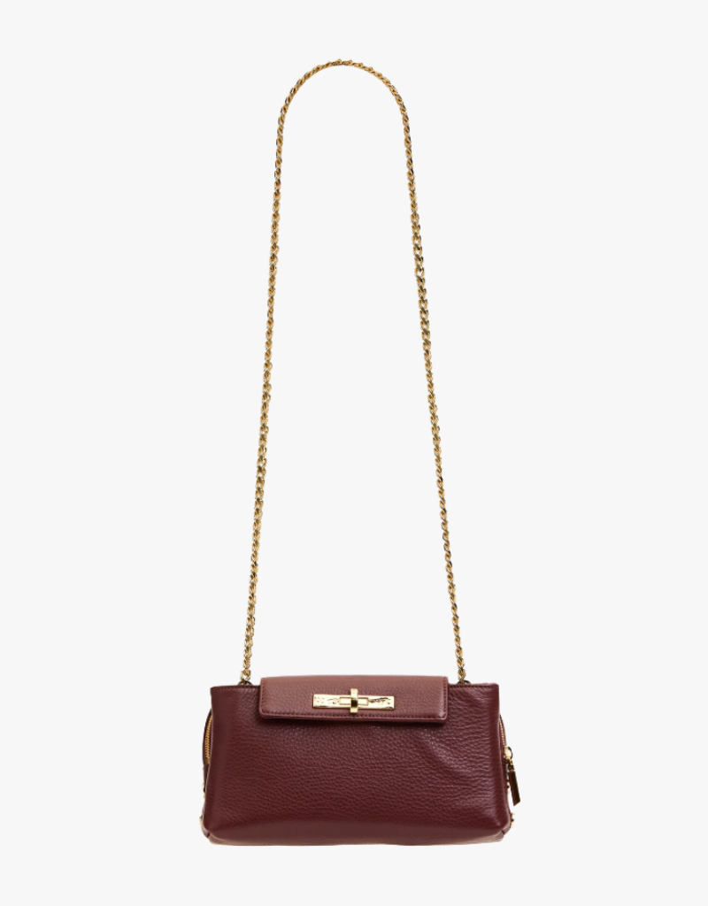 Hammitt Charlotte Flap Small in Cherrywood Pebble & Brushed Gold