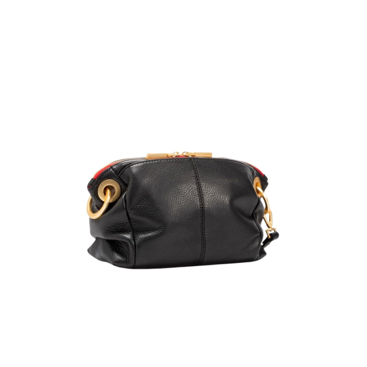 Hammitt Daniel Crossbody Clutch Small in Black with Brushed Gold & Red Zip