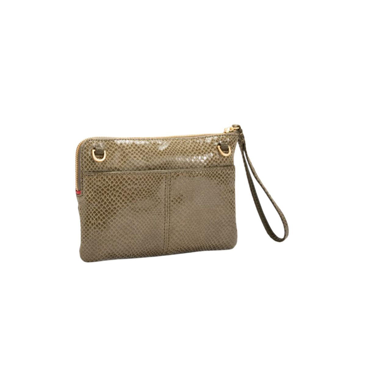 Hammitt Nash Small Clutch in Bistro Green Snake & Brushed Gold