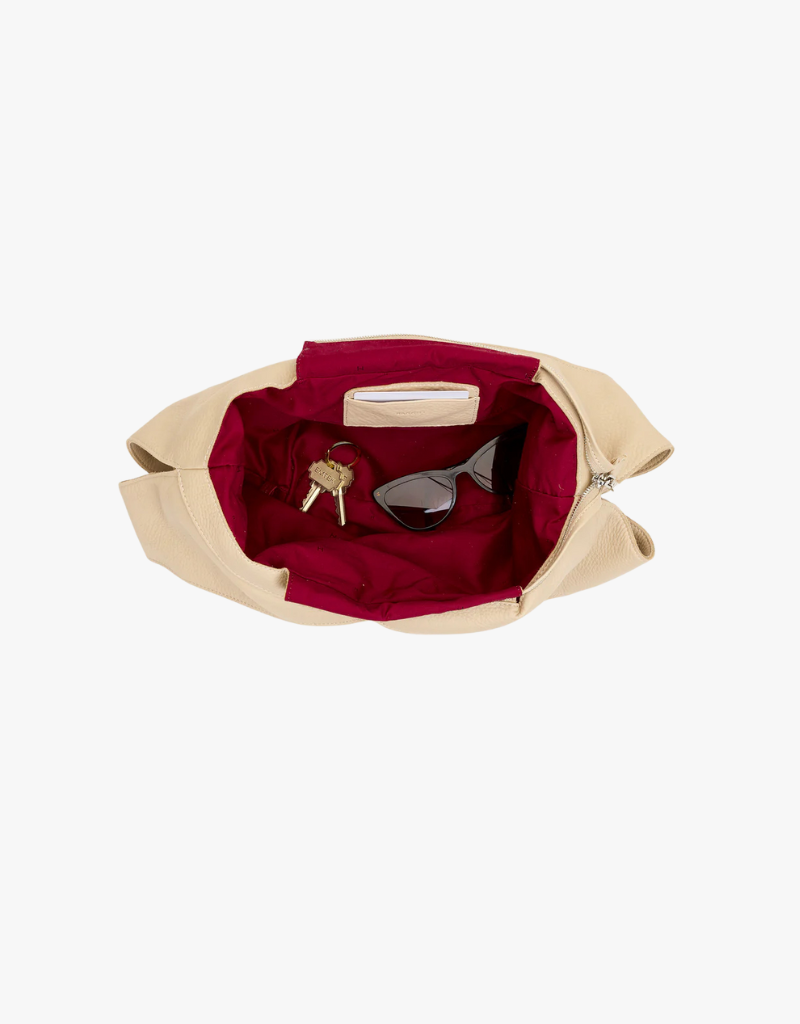 Hammitt Tom Red Zip Medium, Limestone & Silver