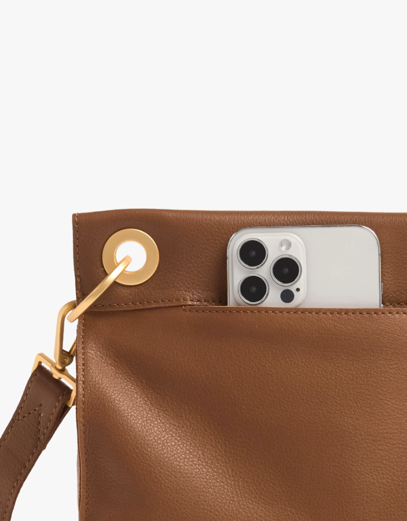 Hammitt Tony Medium Crossbody Bag in Mahogany Pebble & Brushed Gold