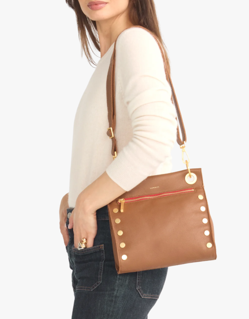 Hammitt Tony Medium Crossbody Bag in Mahogany Pebble & Brushed Gold