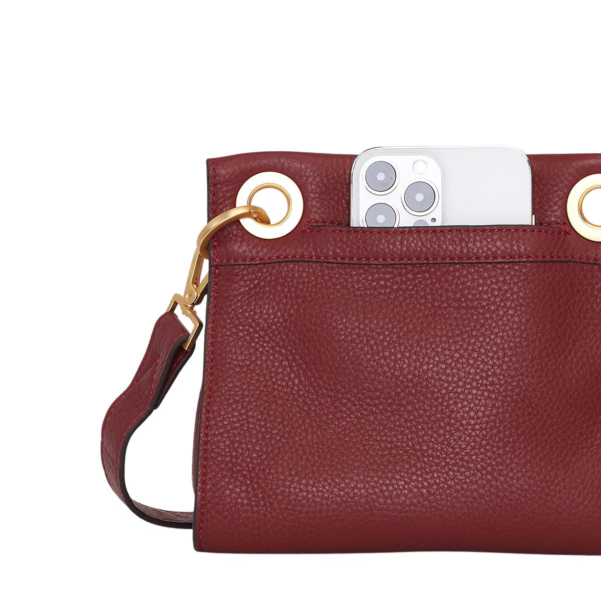 Hammitt Tony Small Crossbody Bag in Pomodoro Red with Hammered Brushed Gold