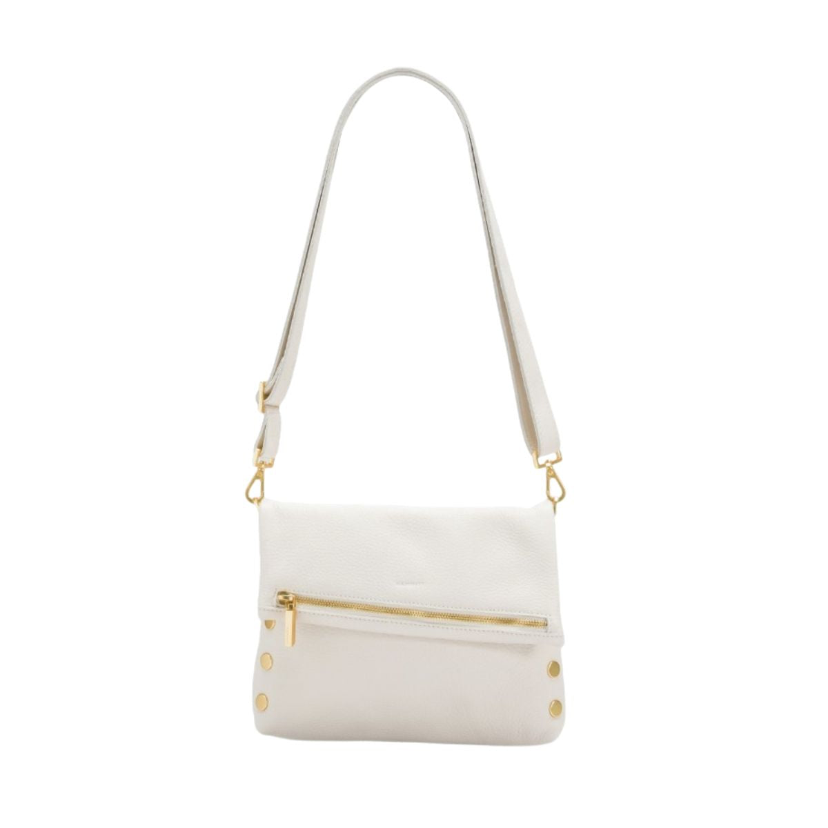 Hammitt VIP Medium Crossbody Clutch Handbag in Calla Lily White with Brushed Gold