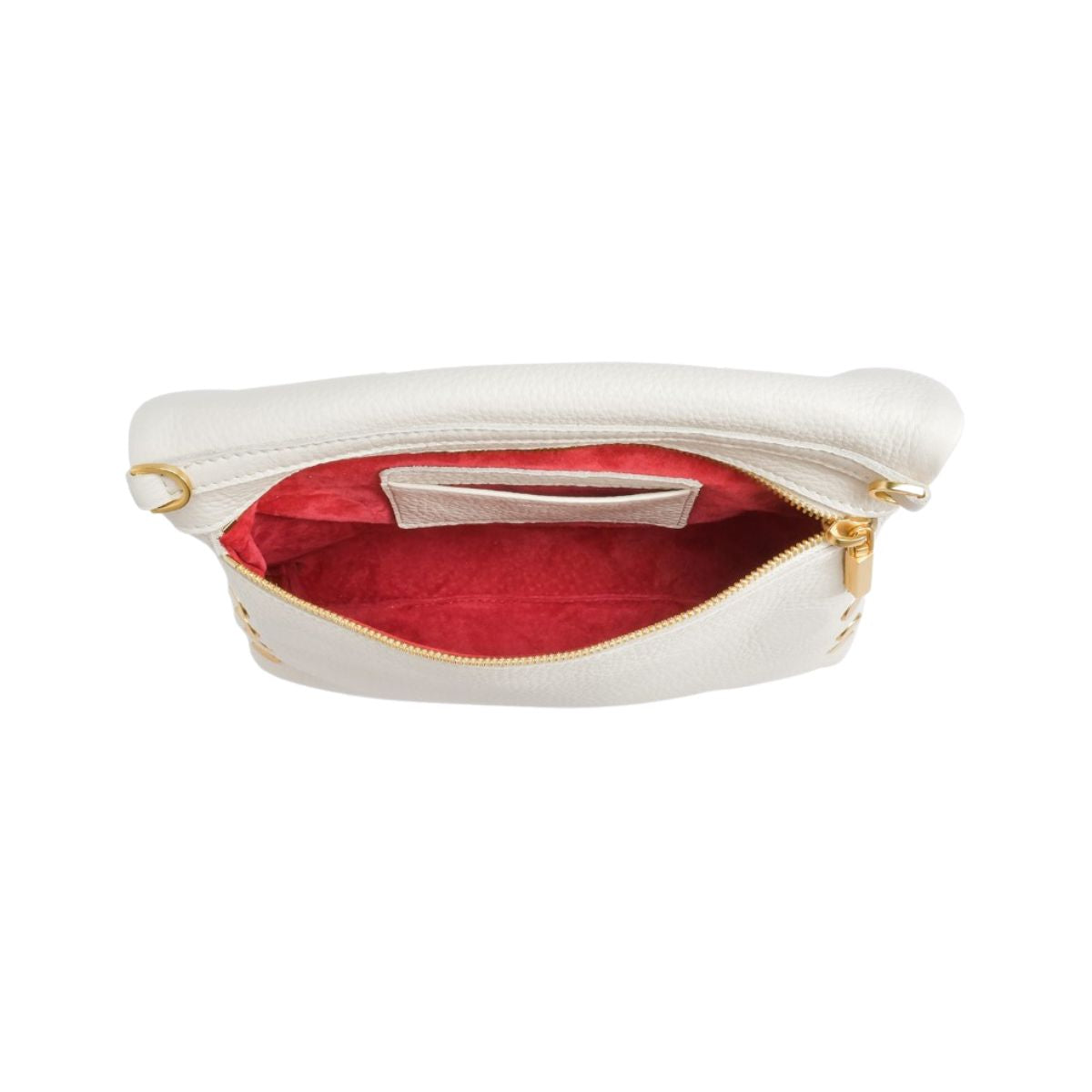 Hammitt VIP Medium Crossbody Clutch Handbag in Calla Lily White with Brushed Gold