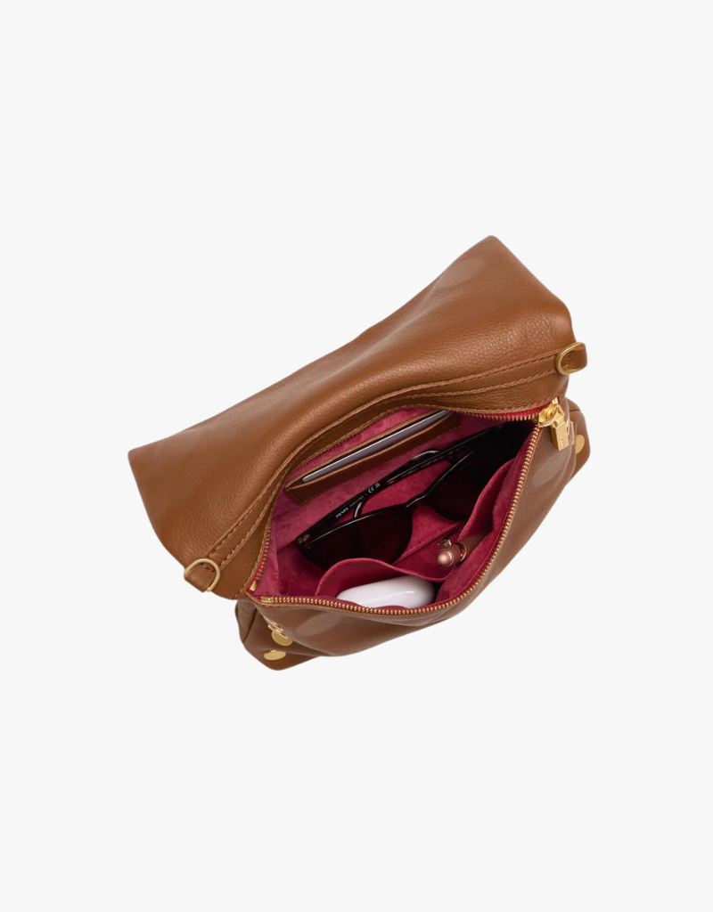 Hammitt VIP Medium Handbag in Mahogany Pebble with Brushed Gold