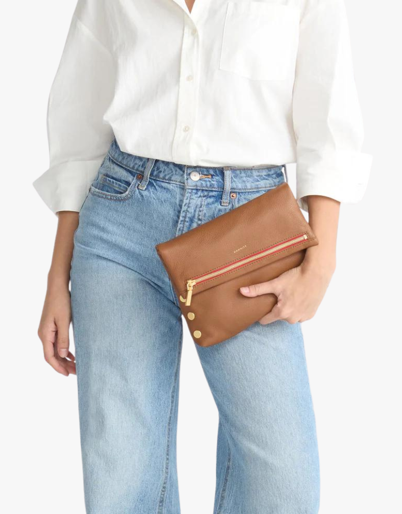 Hammitt VIP Medium Handbag in Mahogany Pebble with Brushed Gold