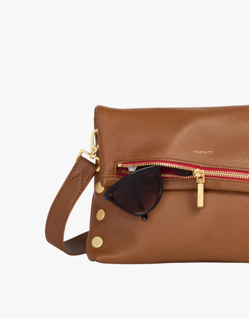 Hammitt VIP Medium Handbag in Mahogany Pebble with Brushed Gold