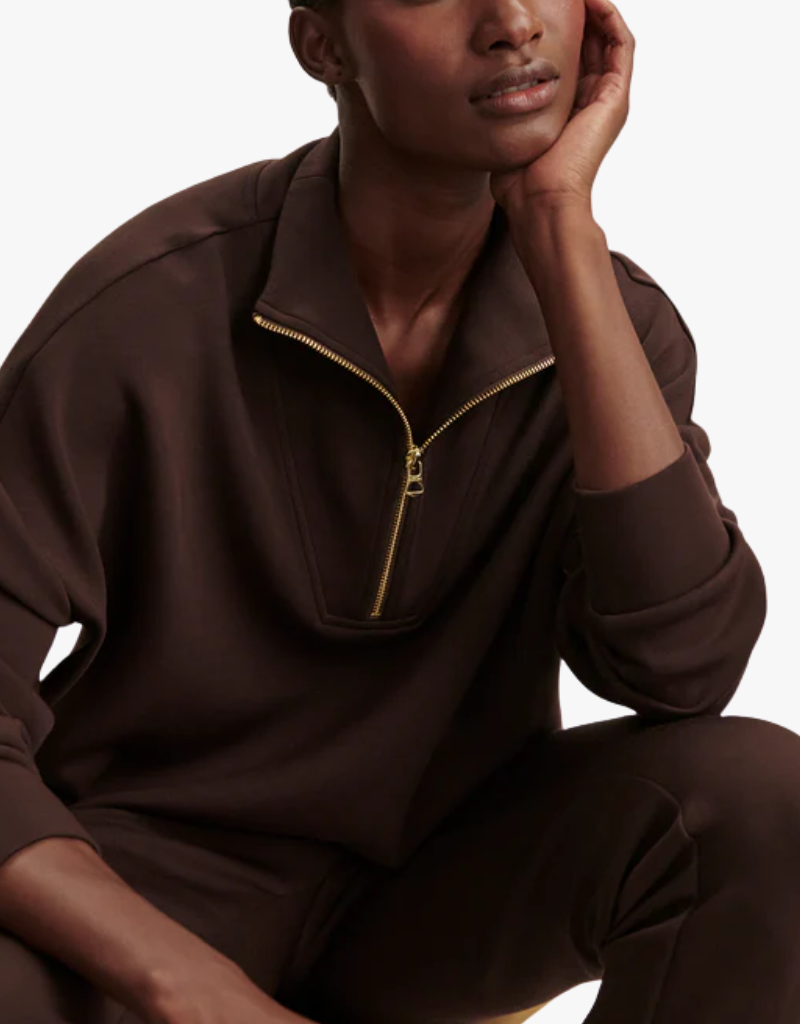 Varley Hawley Half Zip Sweat in Coffee Bean