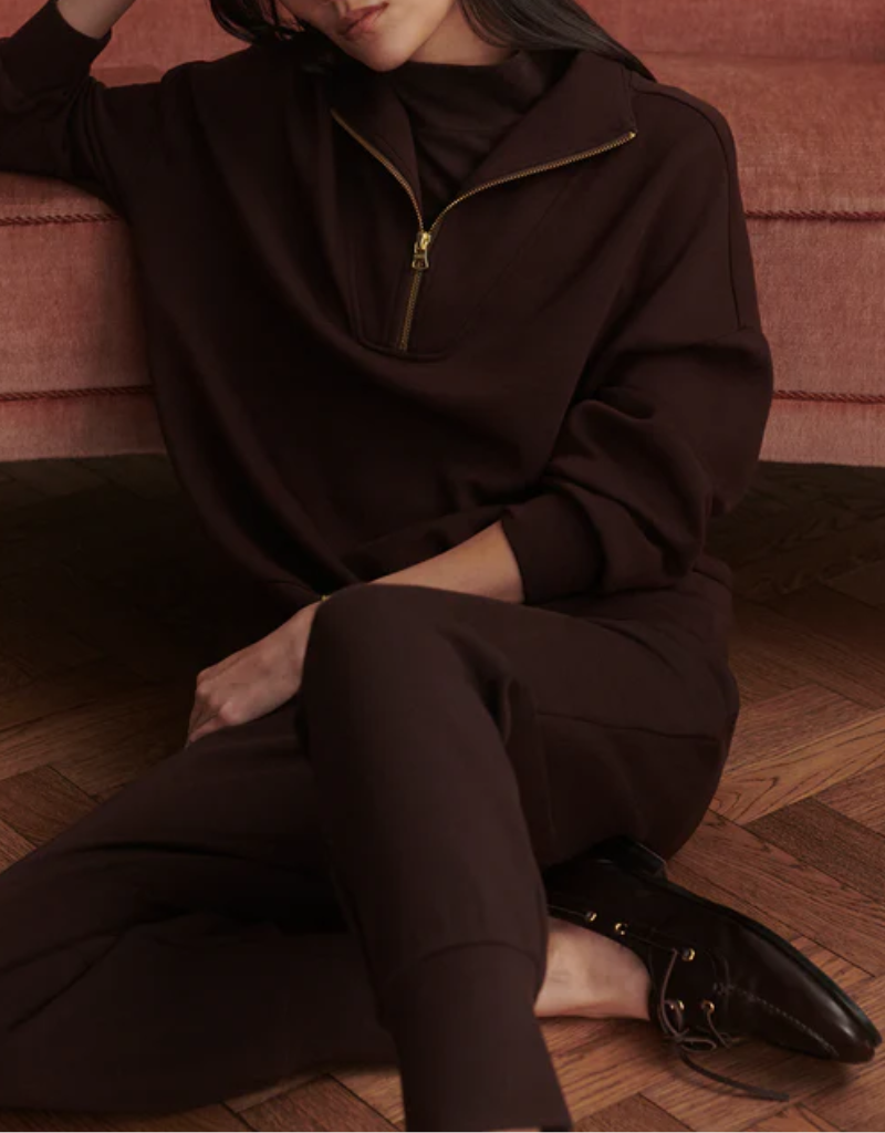 Varley Hawley Half Zip Sweat in Coffee Bean