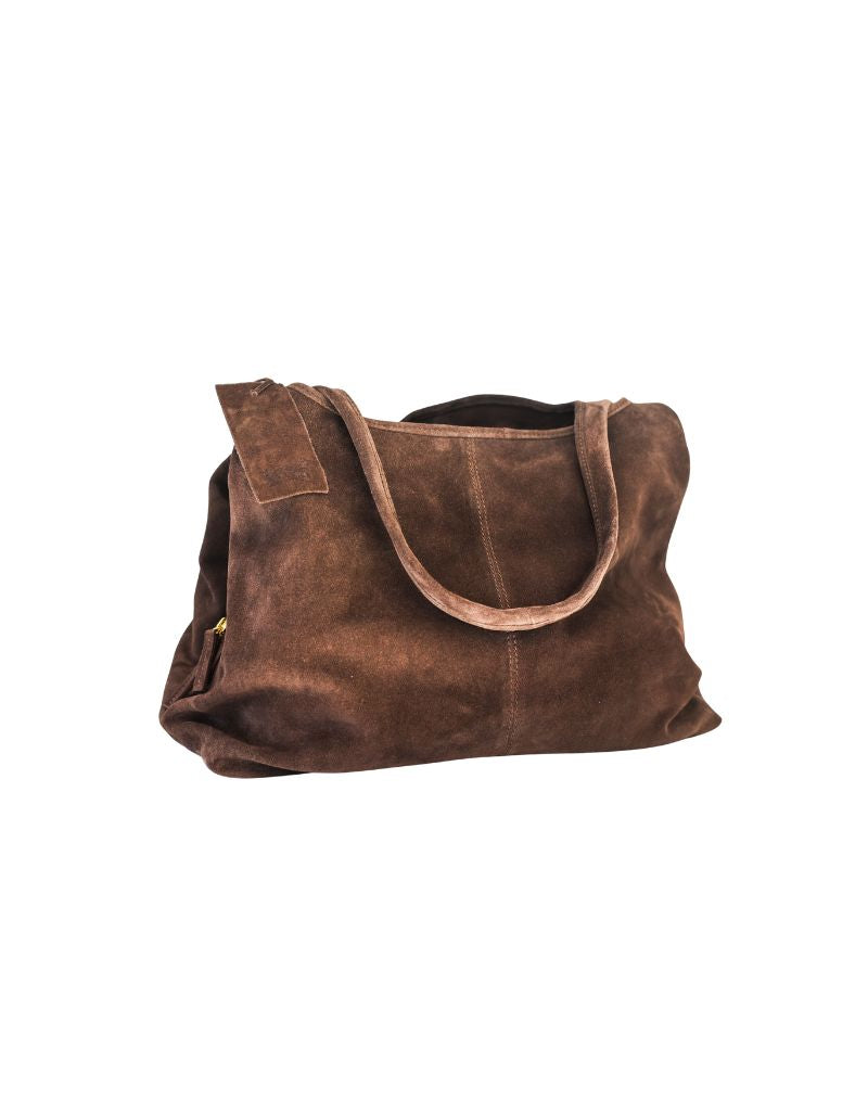 KJC Christine Large Suede Tote In Chocolate