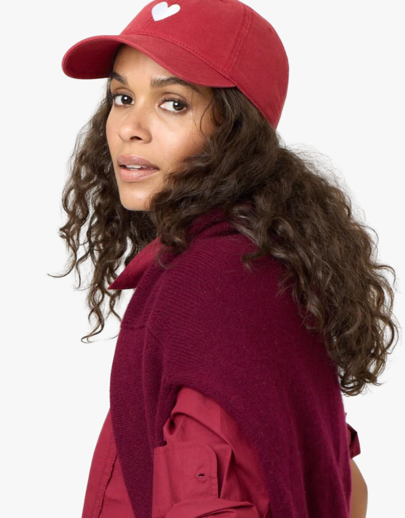 Kerri Rosenthal Imperfect Heart Hat in Cherri Red & White