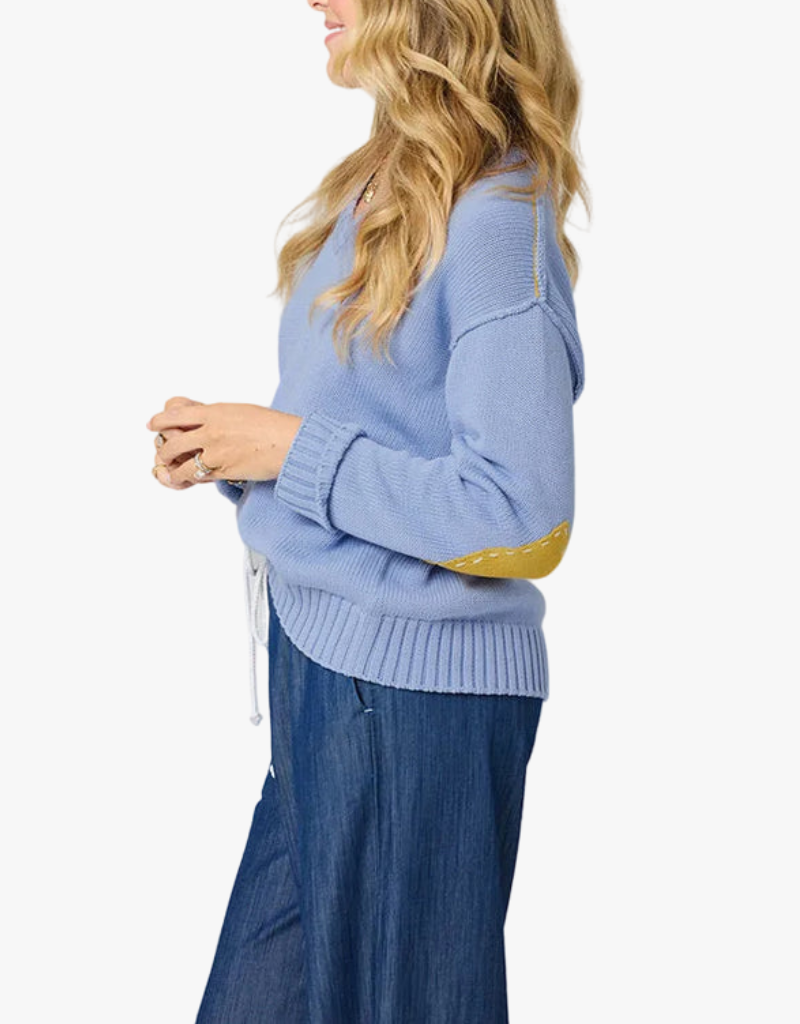 Kerri Rosenthal Frenchy V-Neck Sweater in French Blue