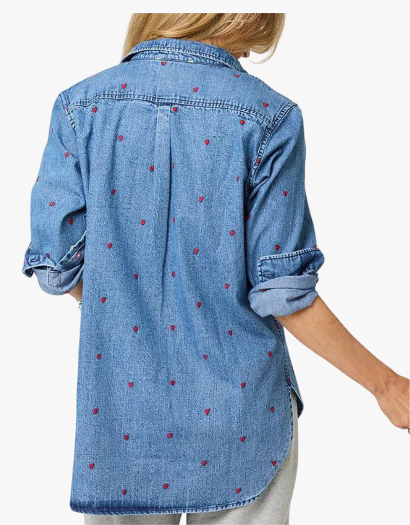 Kerri Rosenthal Mia Tiny Hearts Denim Shirt in True Denim
