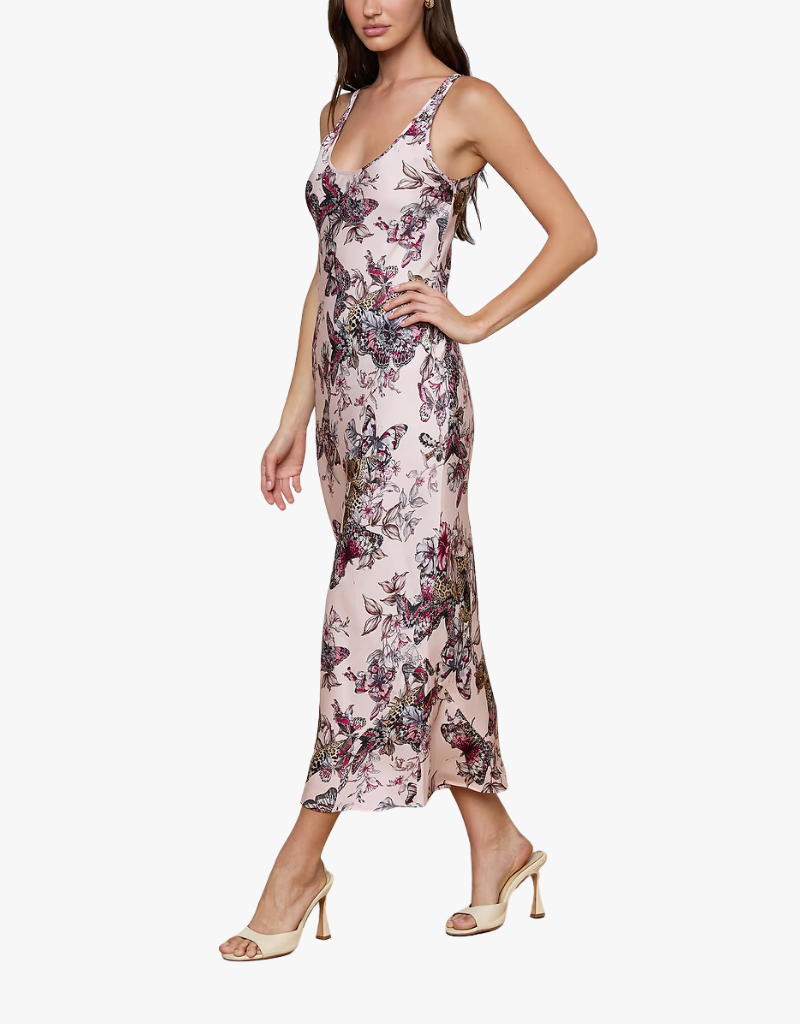 L'agence Akiya Tank Dress in Light Nectar Pink Multi Large Butterfly Jungle
