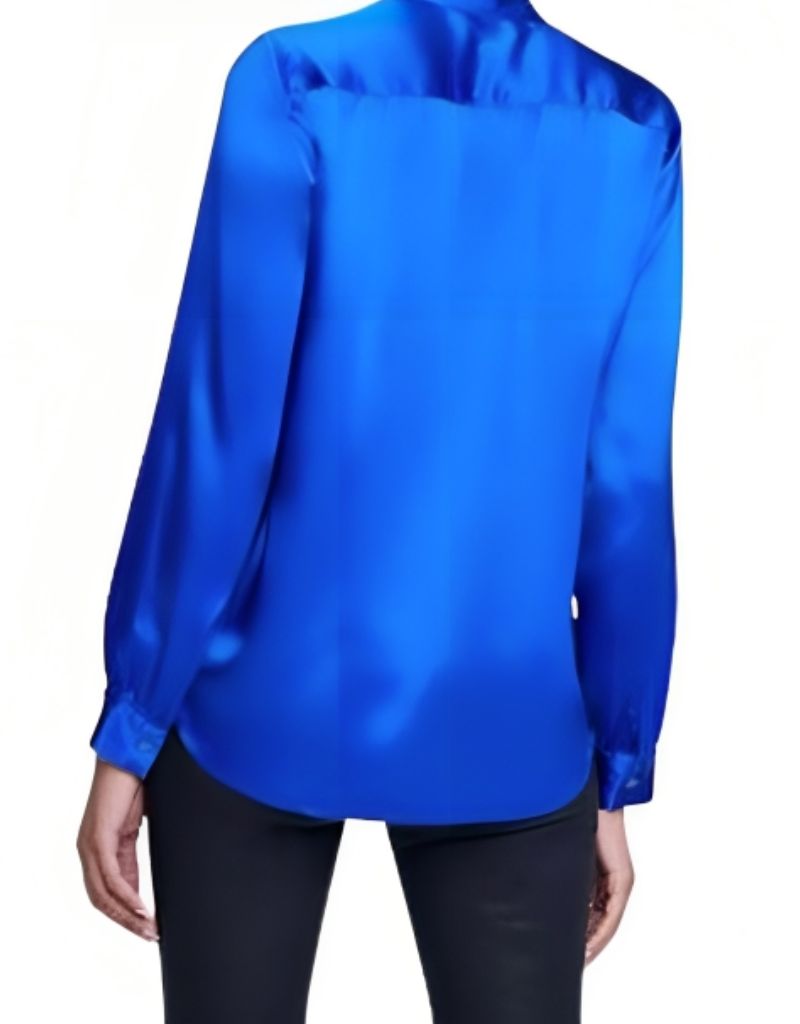L'agence Bianca Band Collar Blouse in Pop Cobalt – Ambiance Boutique
