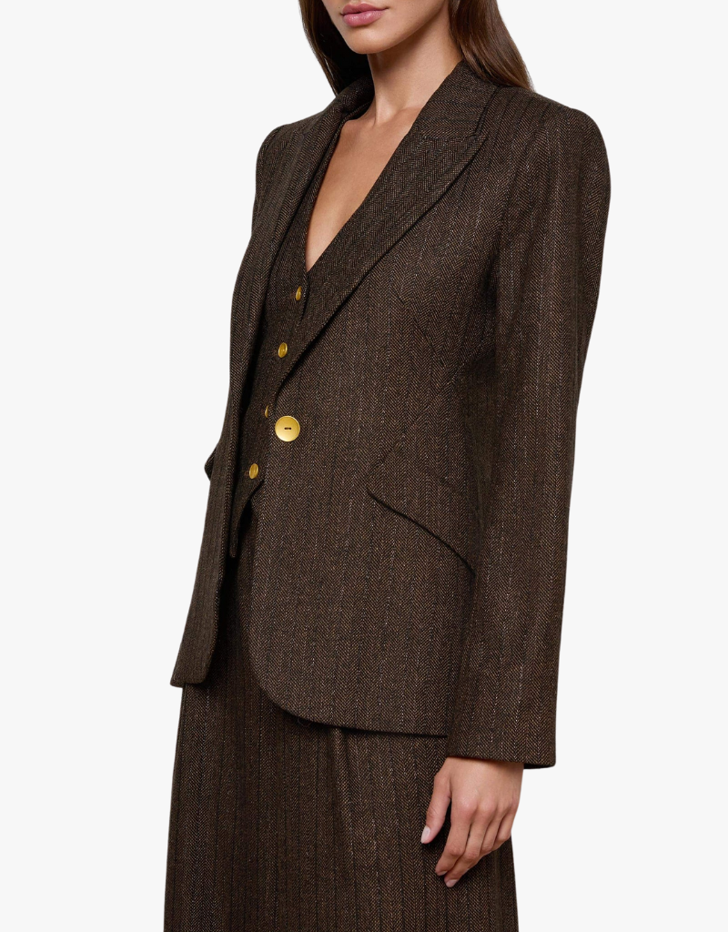 L'agence Chamberlain Blazer in Brown & Bronze Multi