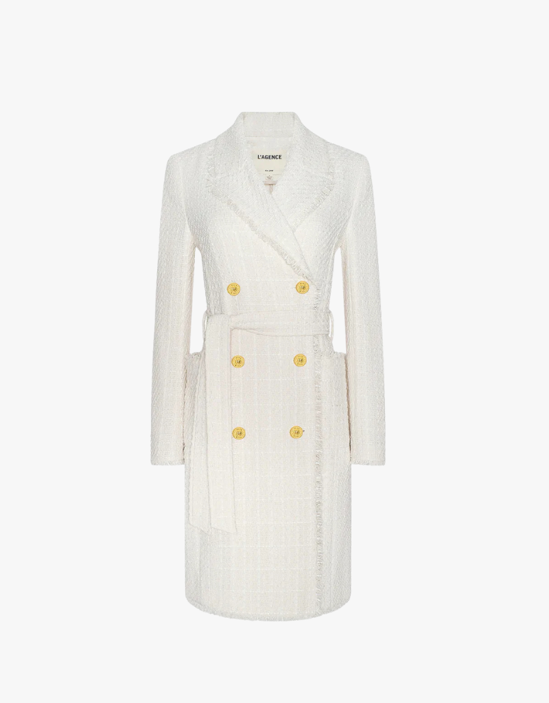 L'agence Cooper Unlined Tweed Coat in Vintage White