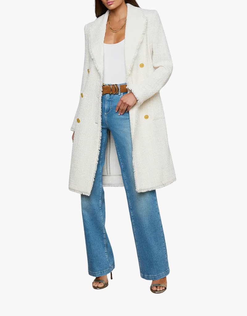 L'agence Cooper Unlined Tweed Coat in Vintage White